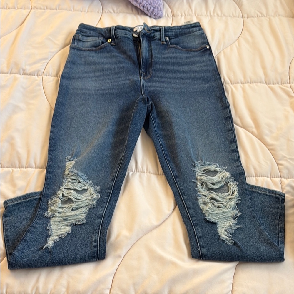 Good American Distressed Blue Boyfriend Jeans